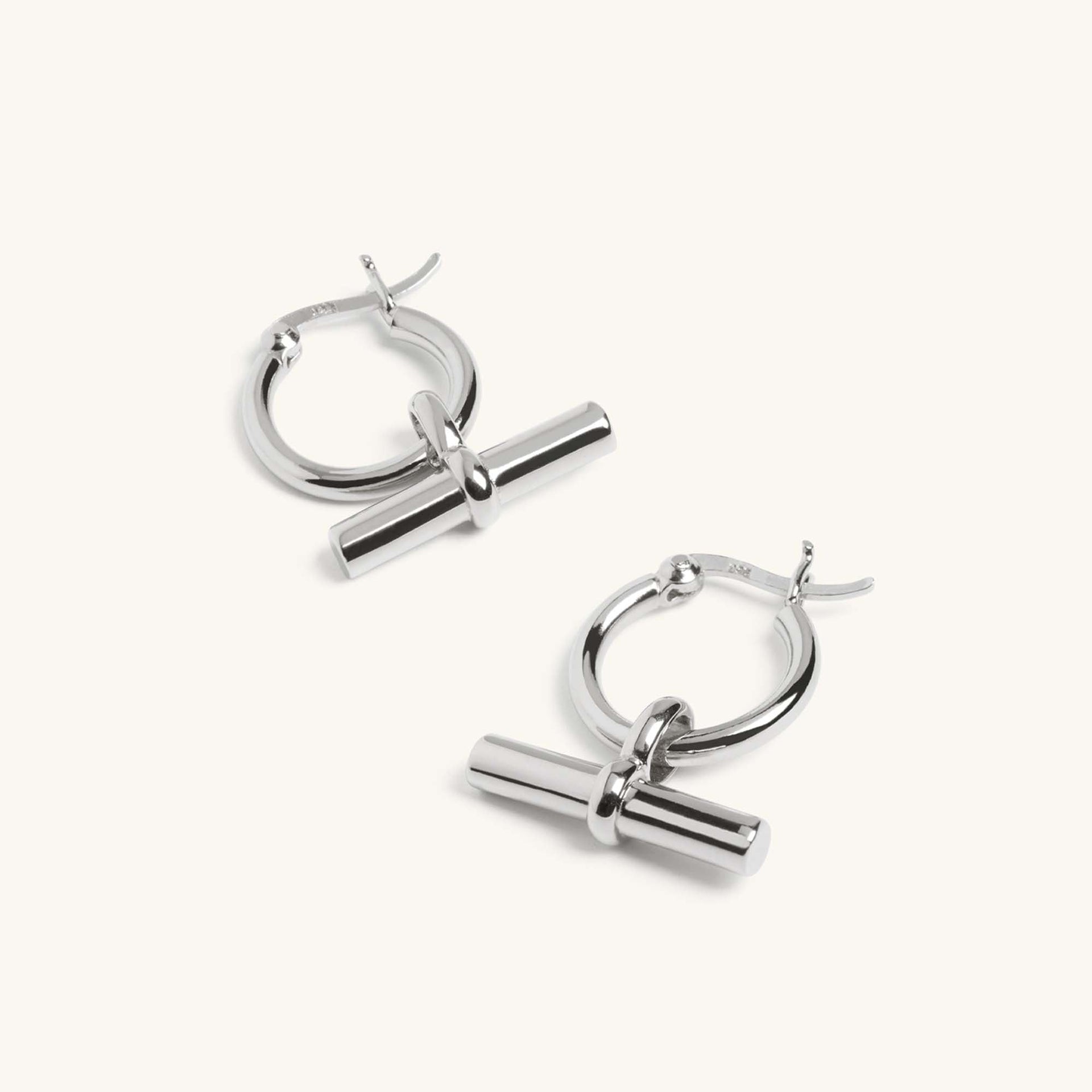 T-Bar Hoop Earrings Silver