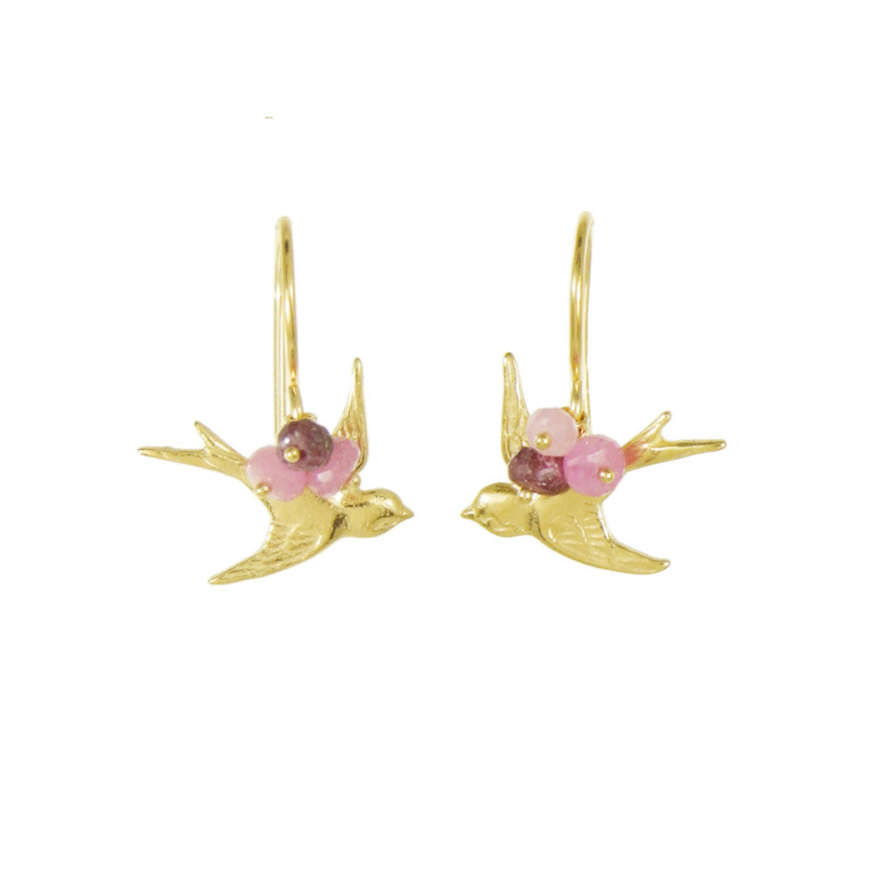 bird earrings with gemstones