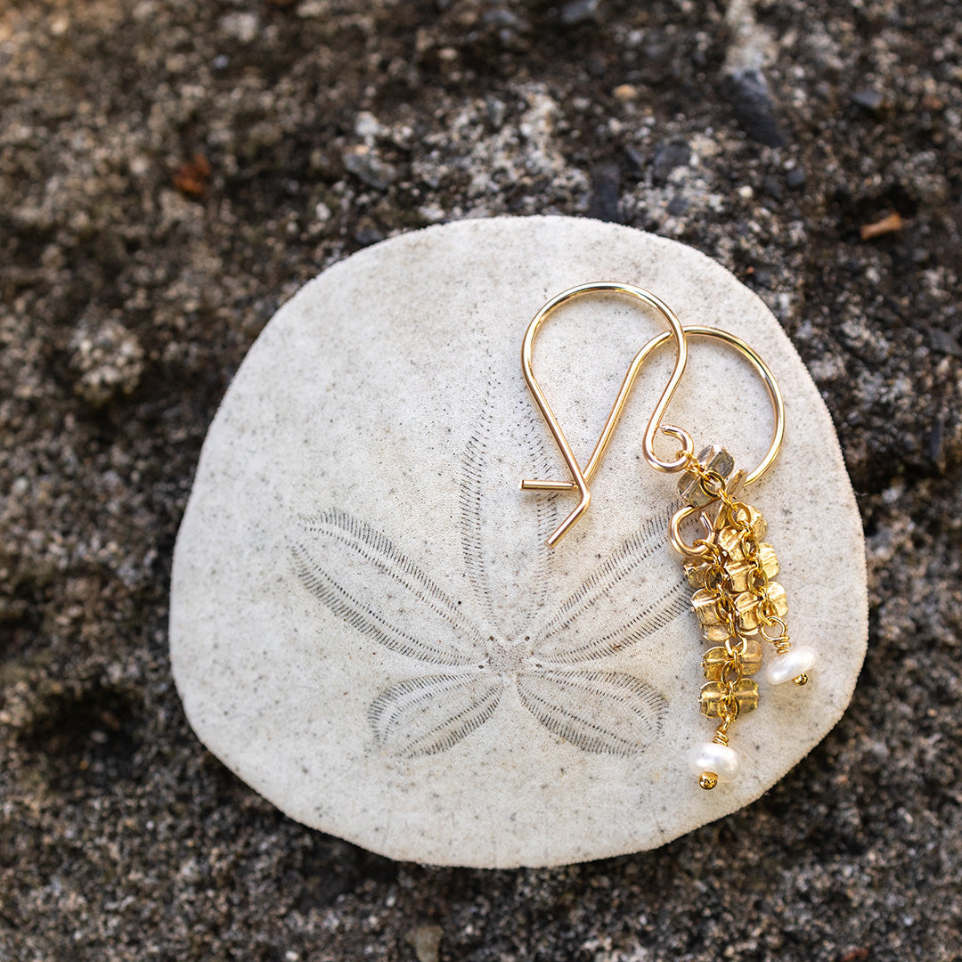 Hammered Bead Drop Earrings