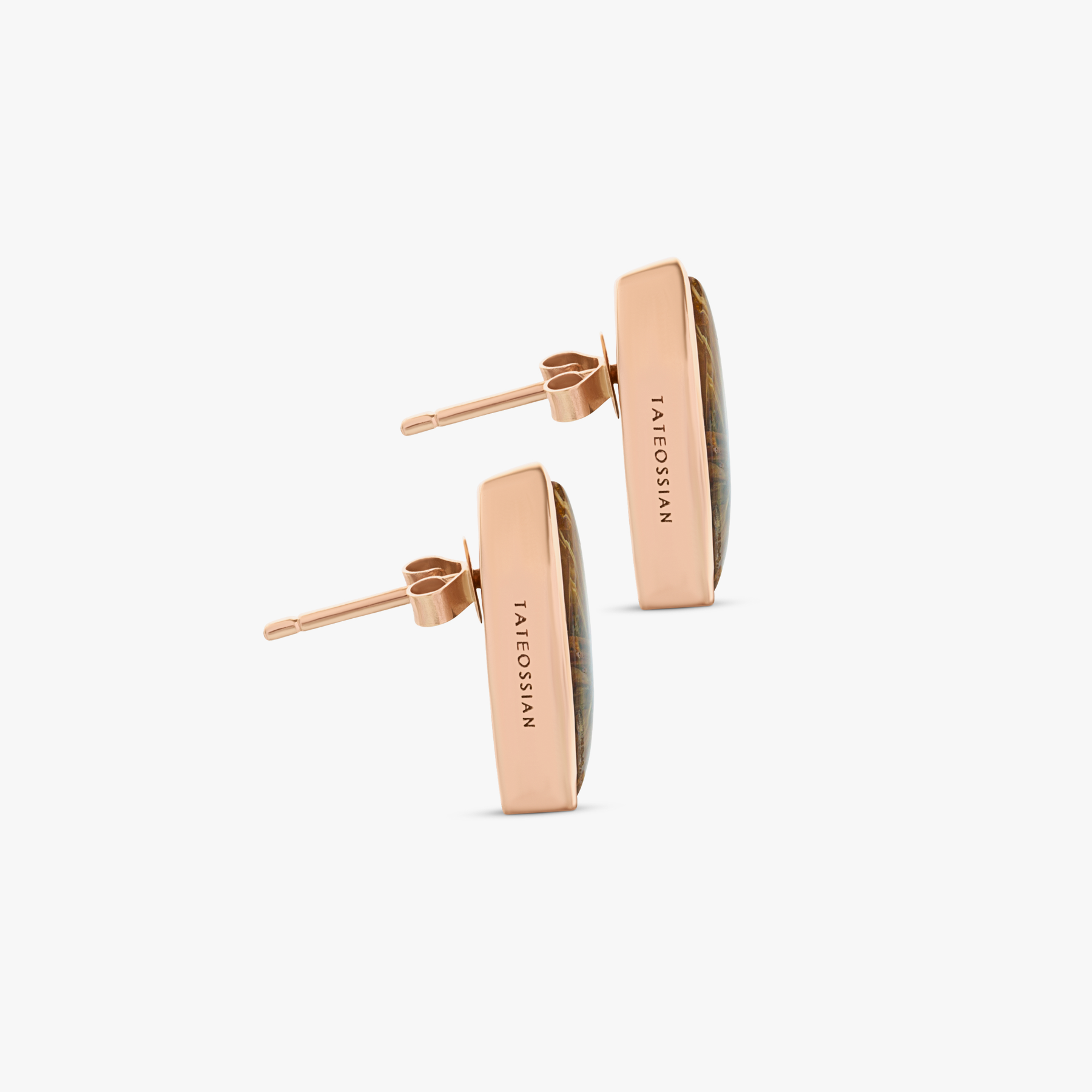 Golden rutile star quarts earrings in 14K rose gold