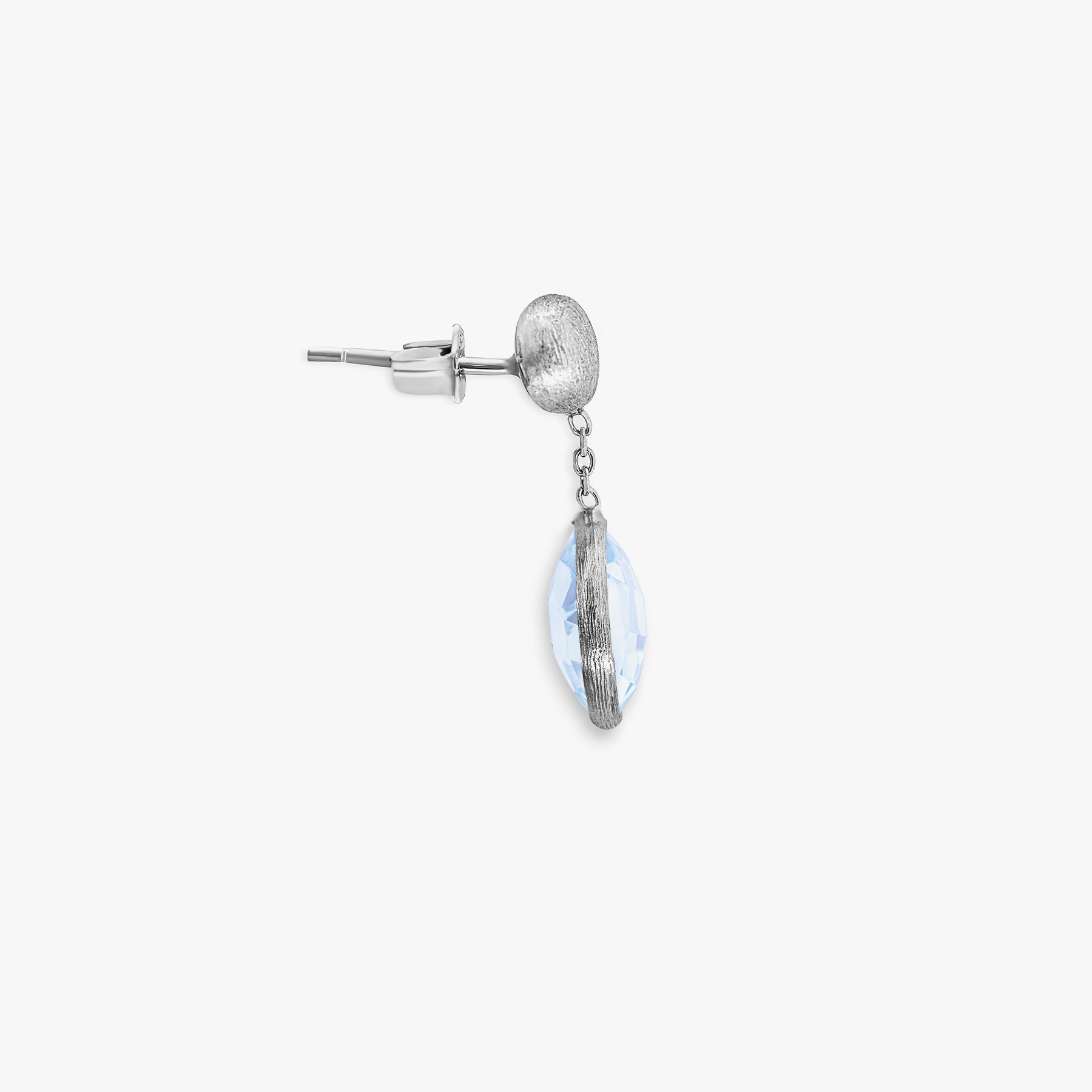 9K satin white gold Kensington drop earrings with topaz