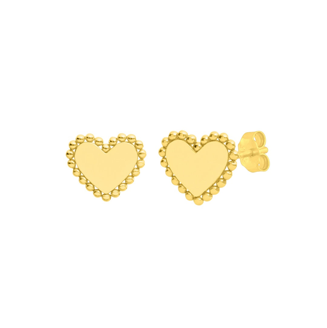 Eleanor Heart Studs Gold
