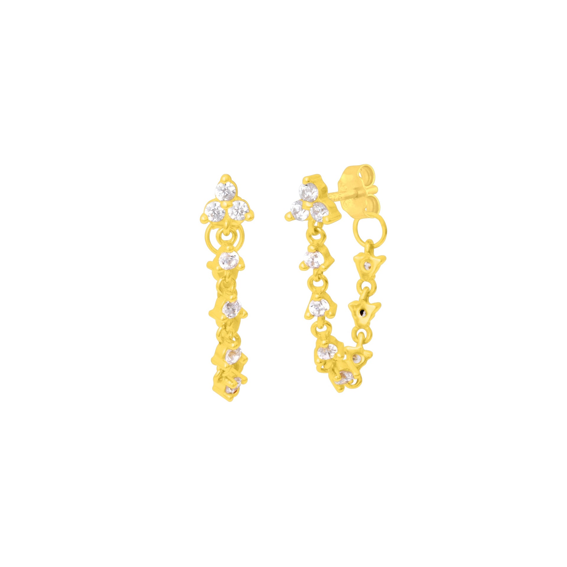 Etta Crystal Chain Earrings Gold
