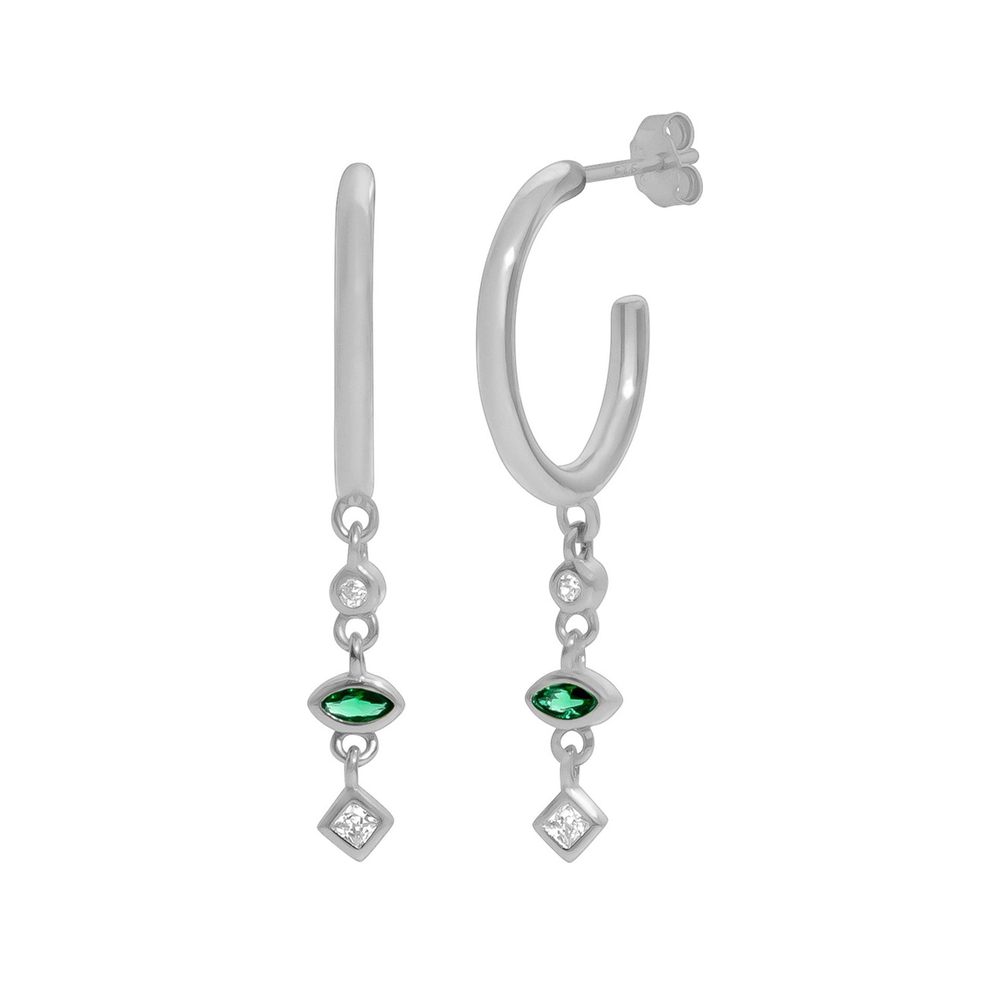 Iris Crystal Huggies Silver