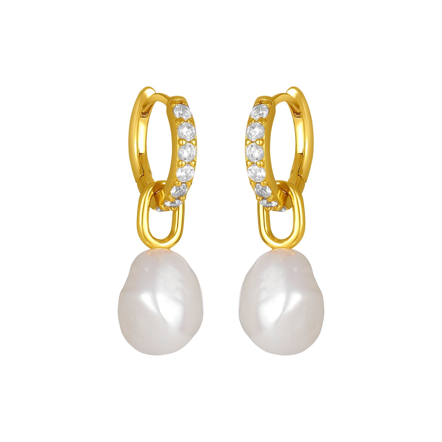 Juliette Clear Pearl Huggies Gold