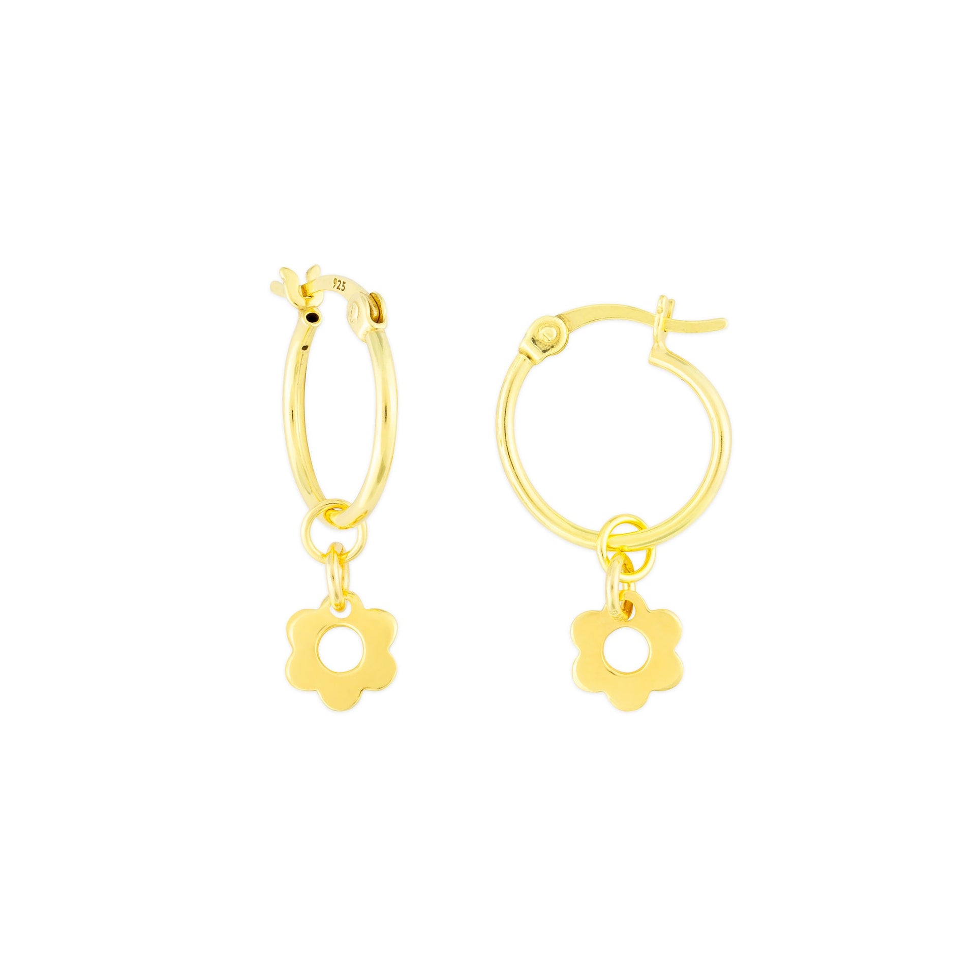 Kaia Hoop Earrings Gold Flower