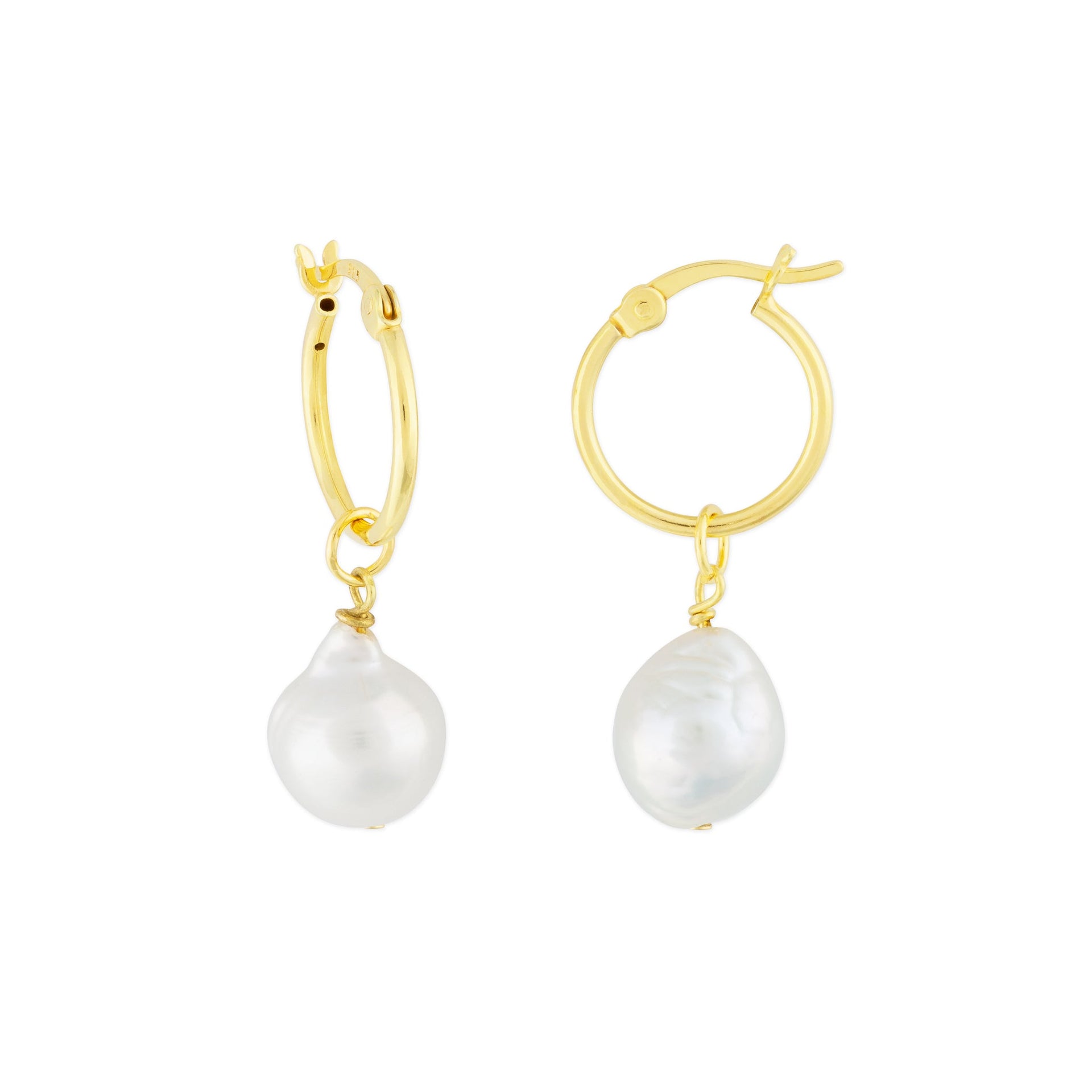Kaia Hoop Earrings Gold Pearl