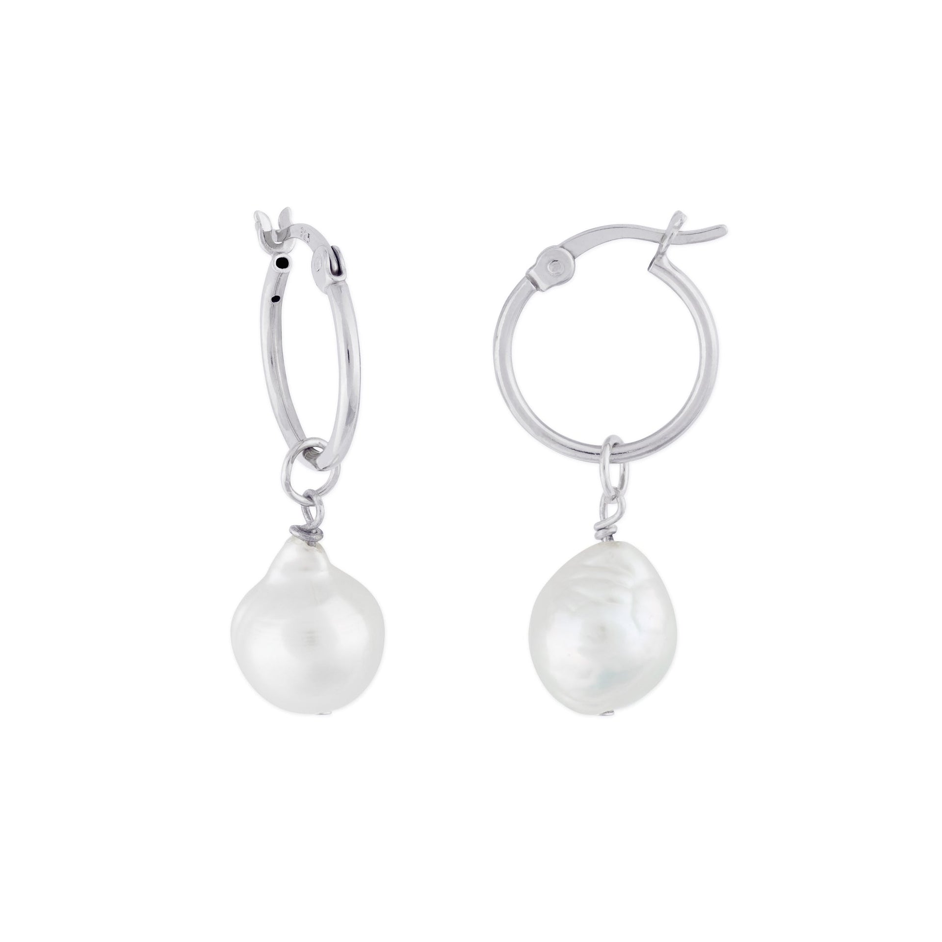Kaia Hoop Earrings Silver Pearl