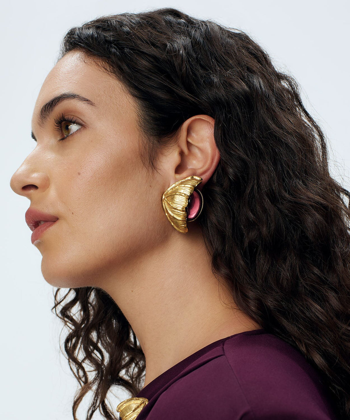 Retro Flower Earrings - Amethyst