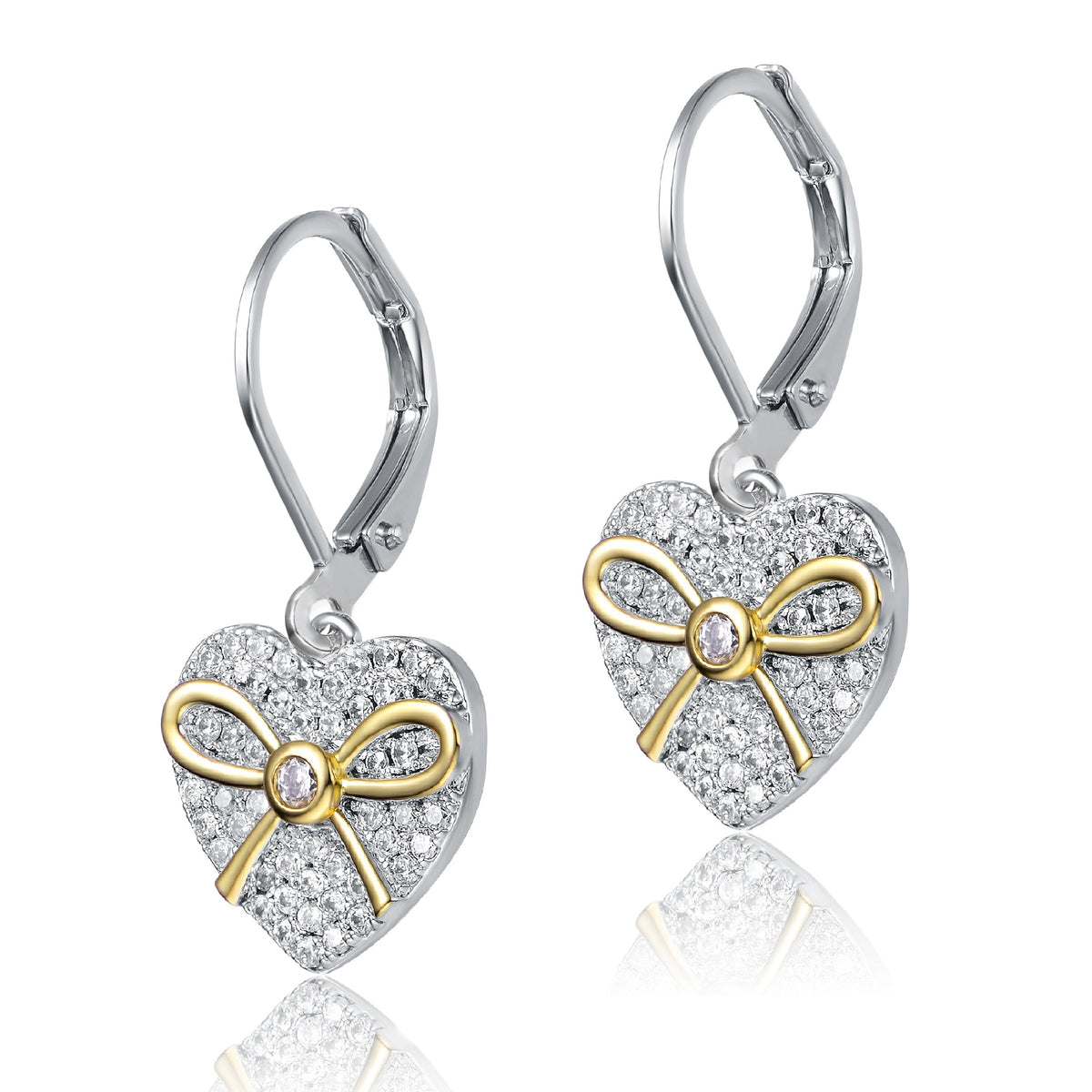Yvonne Ribbon Heart Leverback Earrings