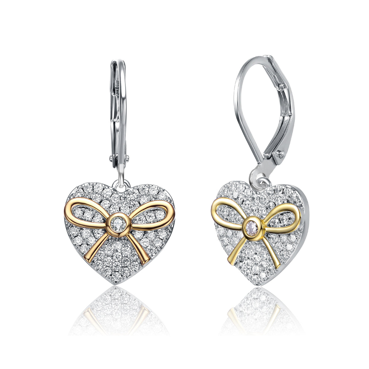 Yvonne Ribbon Heart Leverback Earrings