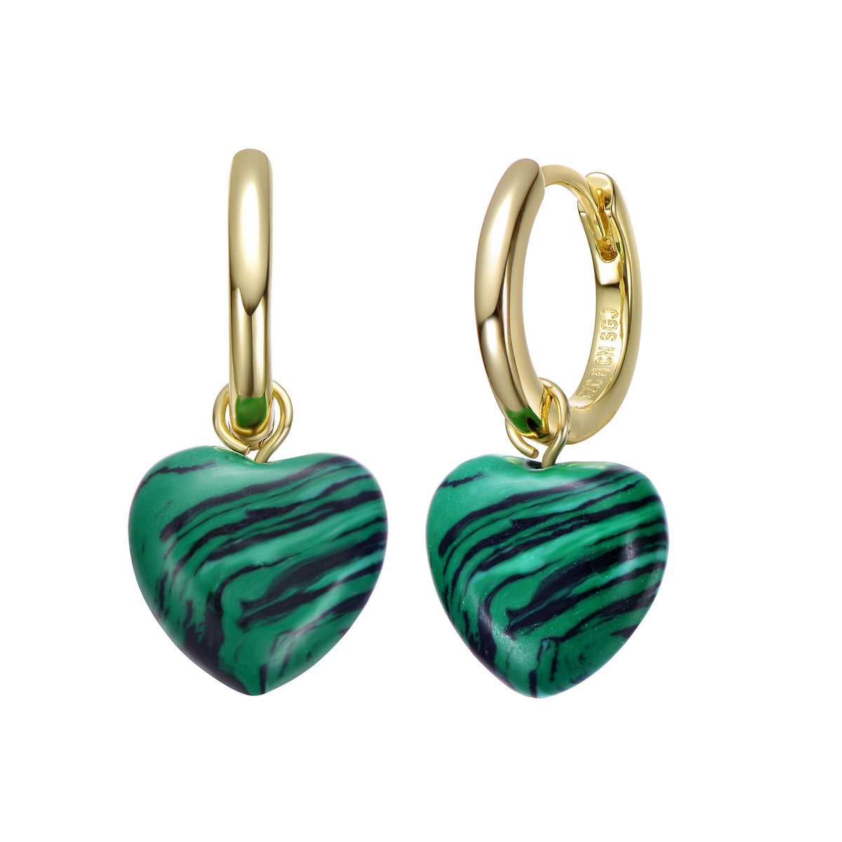 Isabelle Malachite Puffed Heart Couture Dangle Earrings