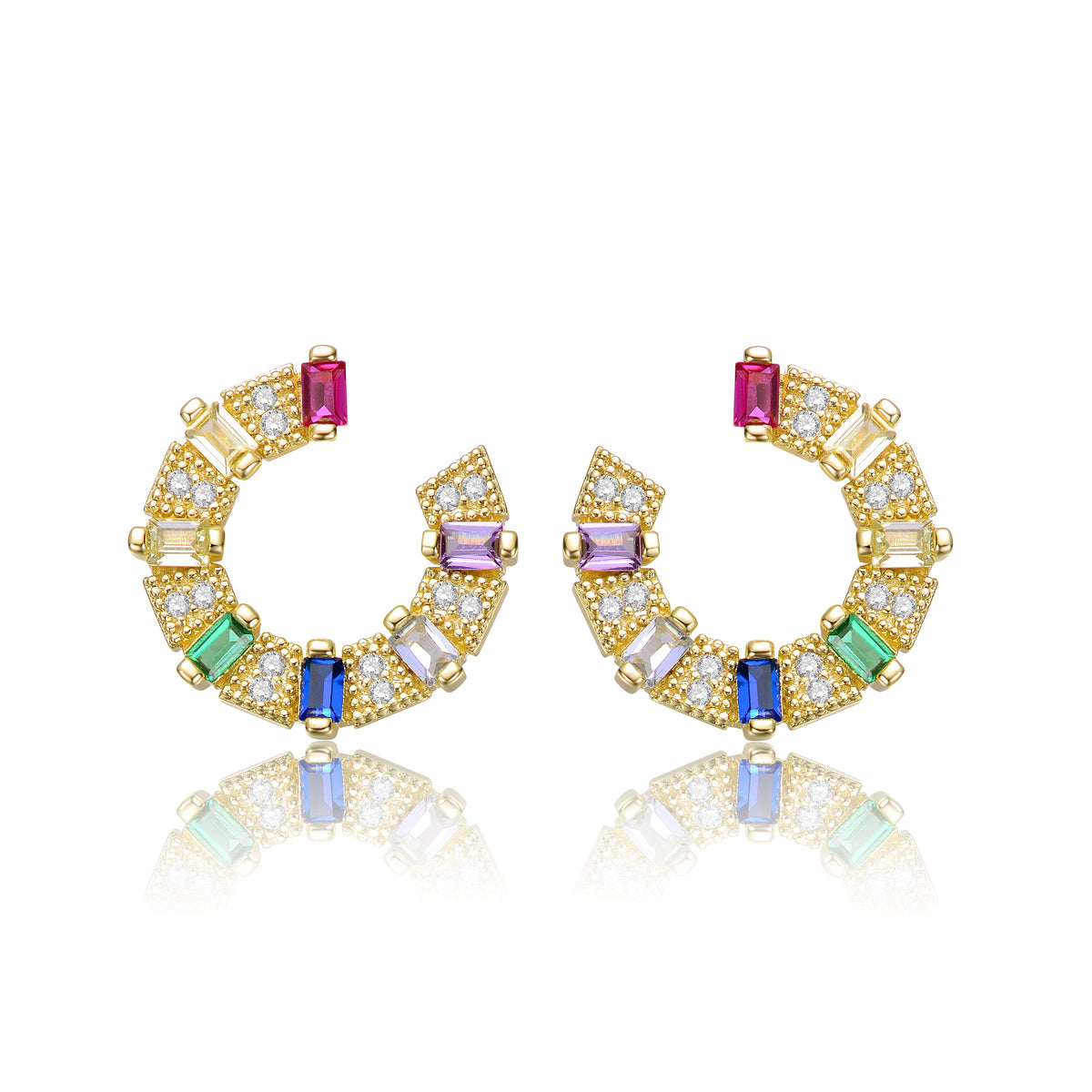 Camille Rainbow C-Hoop Couture Earrings