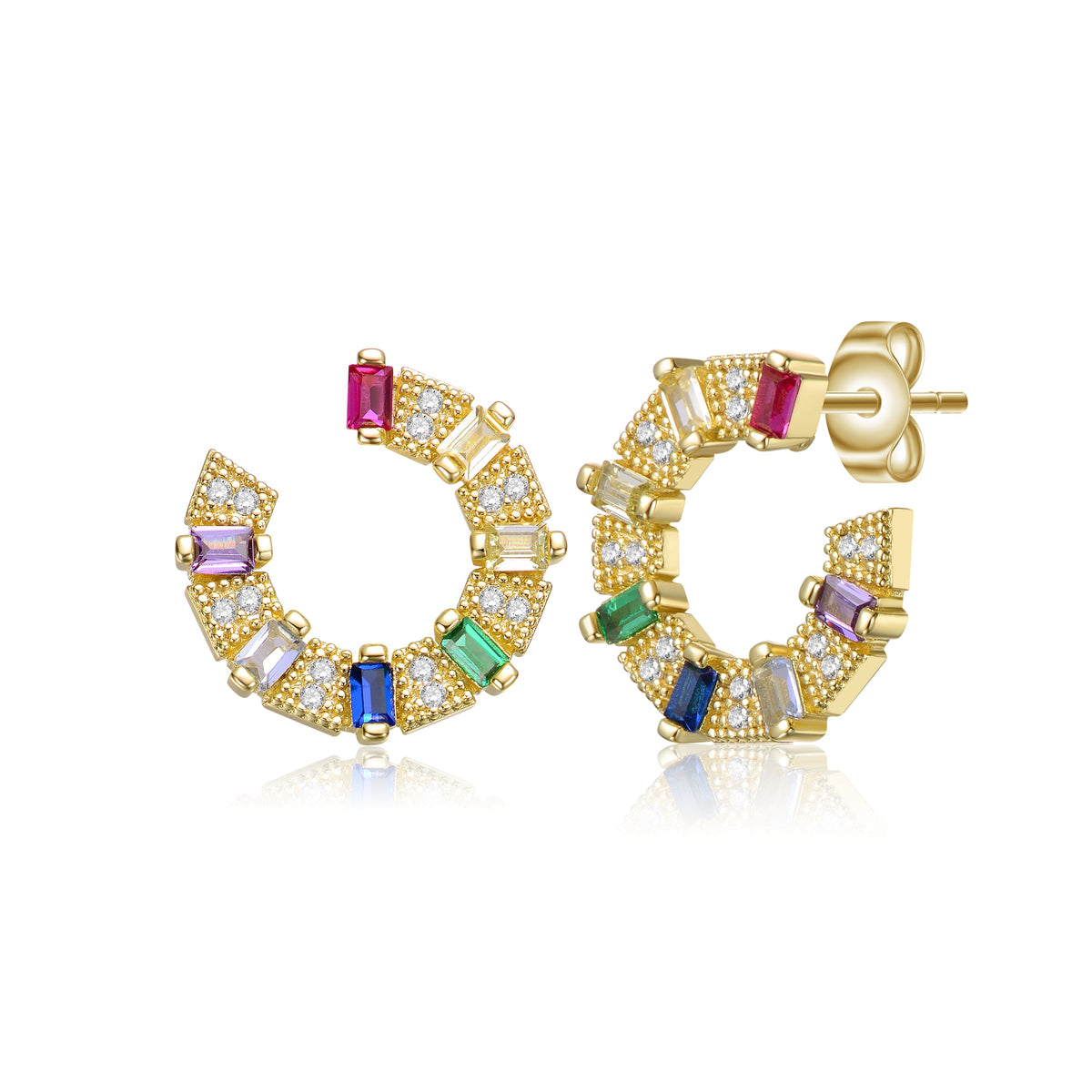 Camille Rainbow C-Hoop Couture Earrings