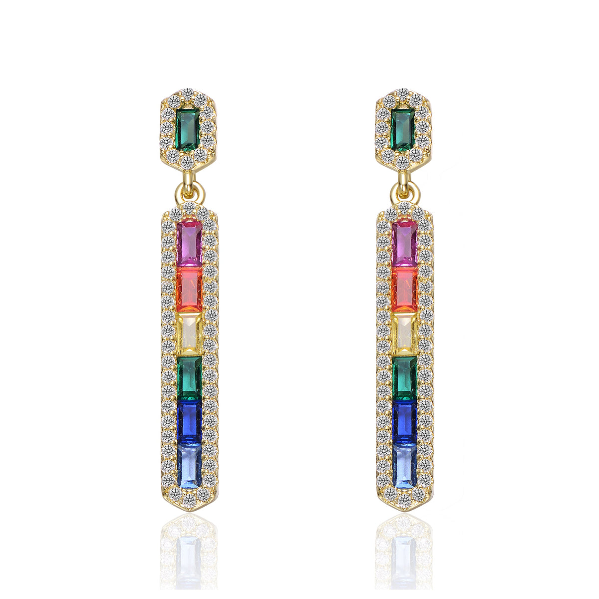 Arc en Ciel Linear Dangle Earrings
