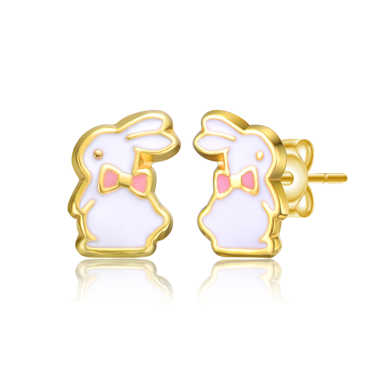 Celeste Bow Tie Bunny Rabbit Stud Earrings