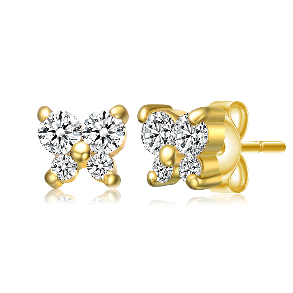 Sylvie Four-Stone Butterfly Cluster Stud Earrings