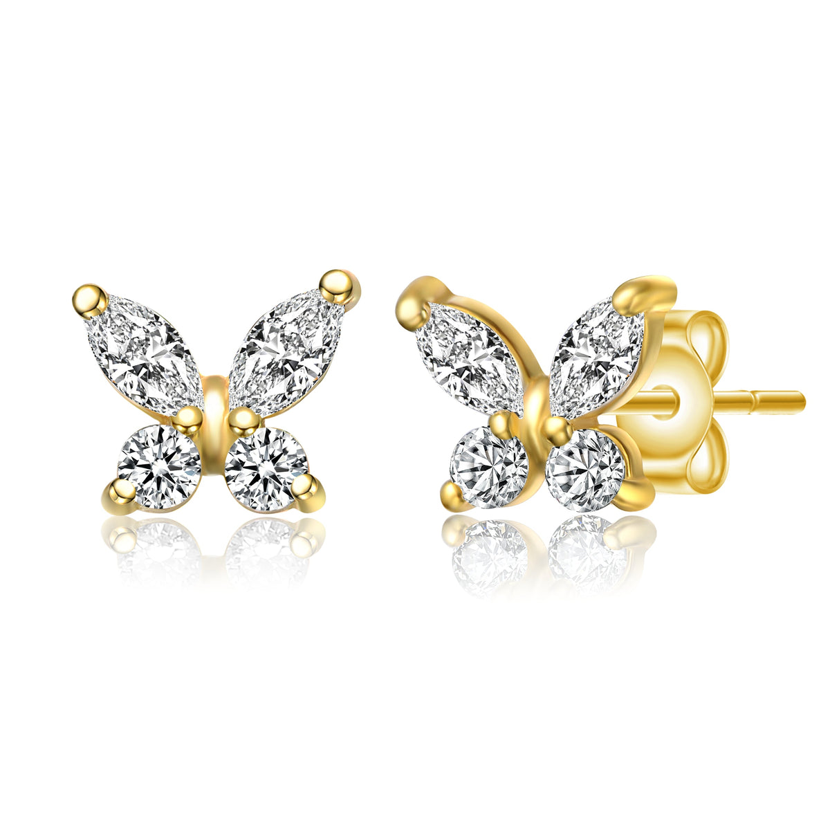 Marie Couture Flower Butterfly Stud Earrings