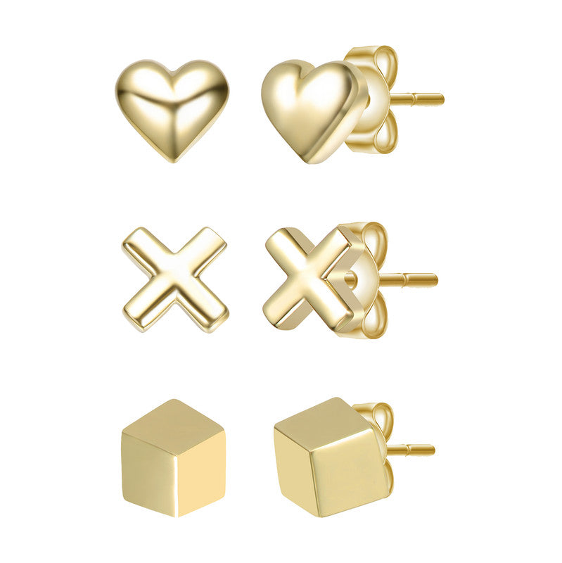 Madison 3D Heart Cross Stud Set
