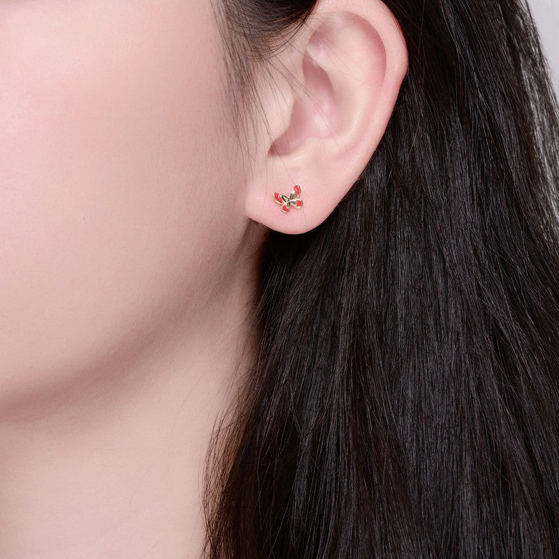 Scarlett Red Enamel Butterfly Earrings
