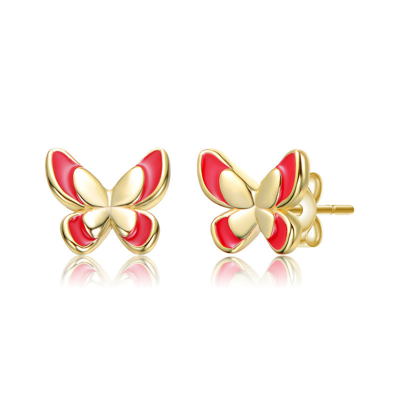 Scarlett Red Enamel Butterfly Earrings