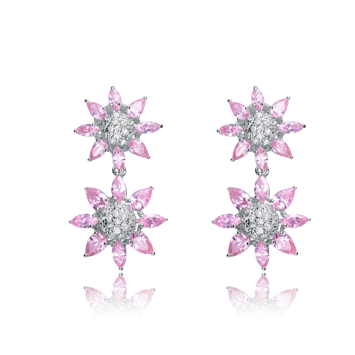 Adele Pink Pave Flower Earrings