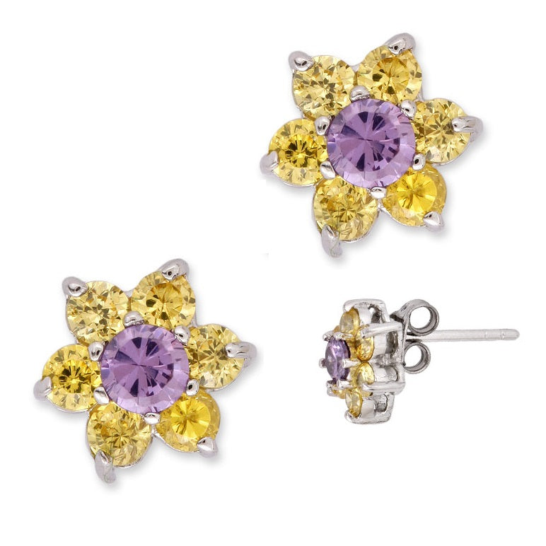 Lilas Mini Couture Flower Stud Earrings