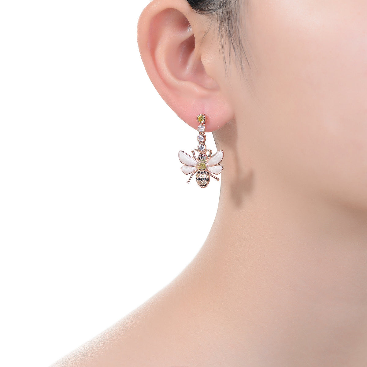 Natalie Floral Drop Butterfly Earrings