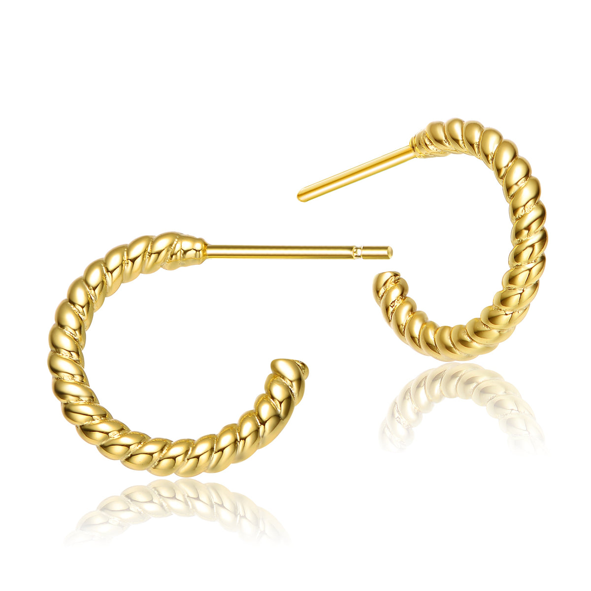 Melanie Ribbed Open Hoop Post Earrings