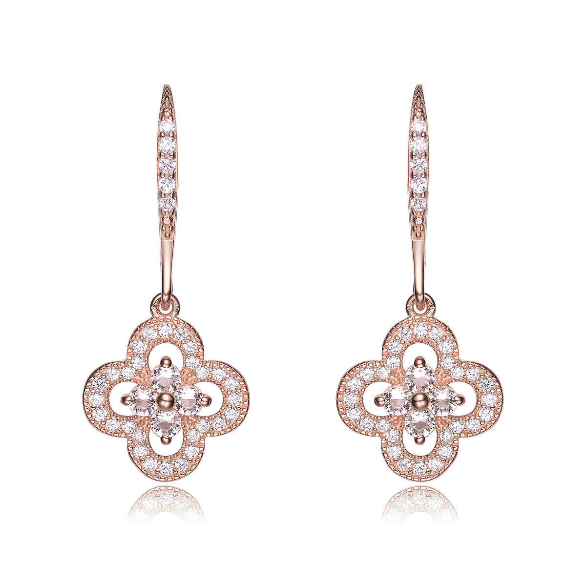 Dominique Flower Shape Micro Pave Earrings