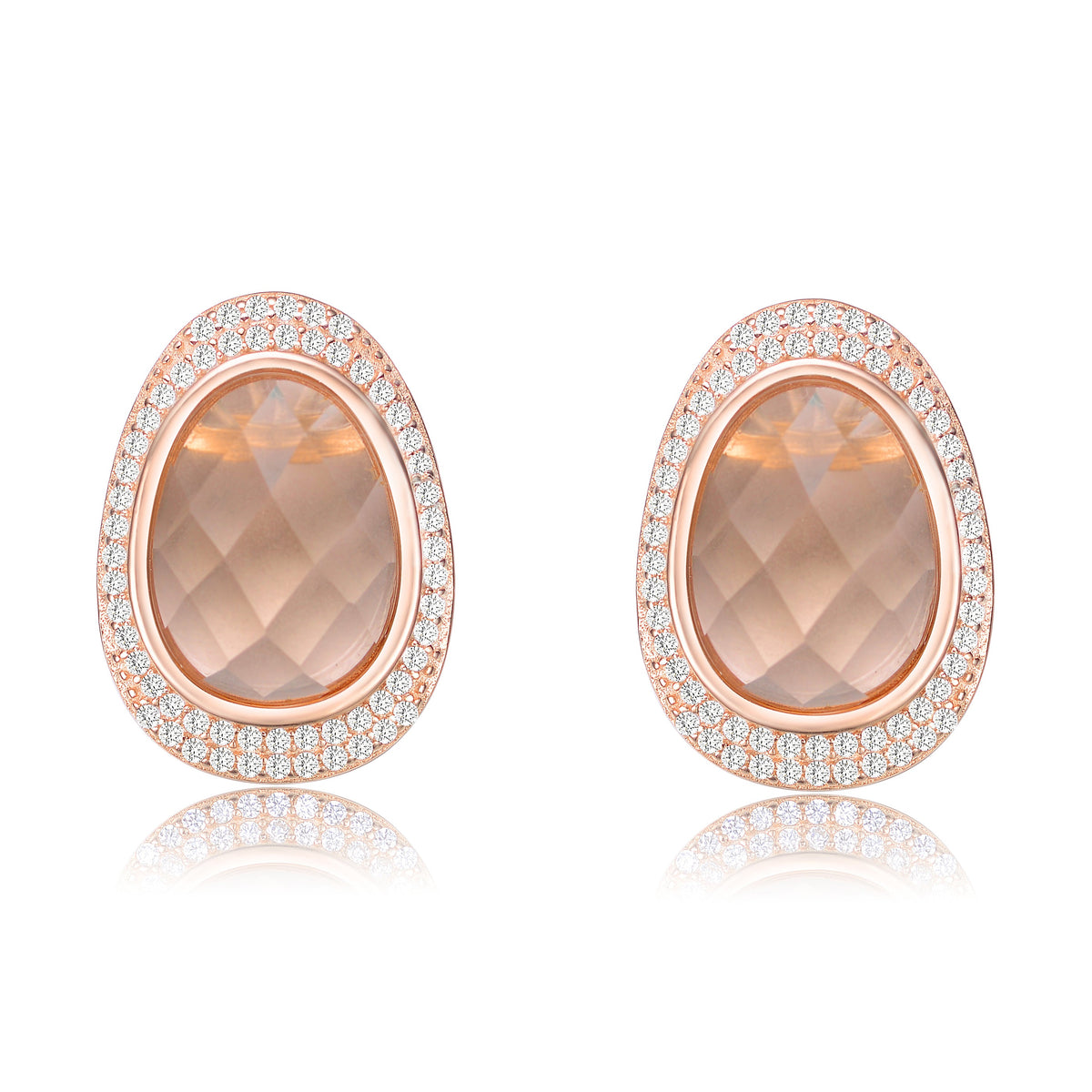 Yvonne Light Peach Oval Shaped Stud Earrings