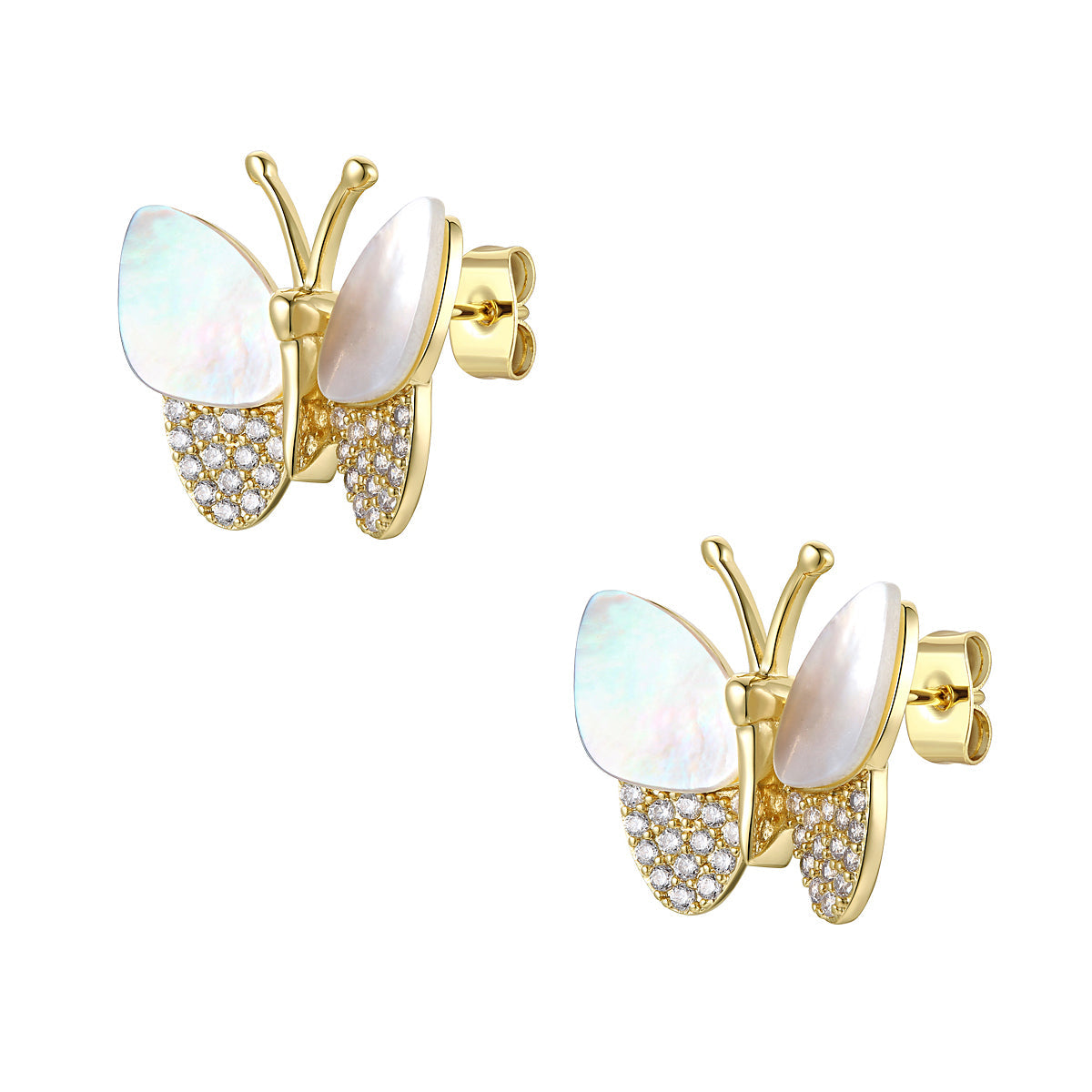 Justine Pearl Butterfly Stud Earrings