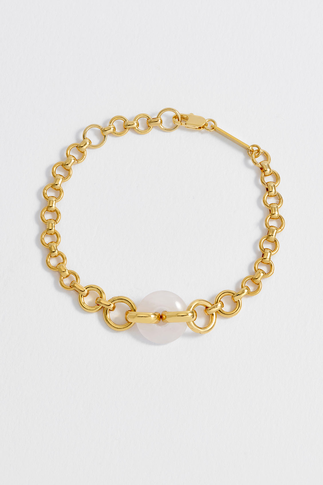 Rose Quartz Graduated Link T-Bar Bracelet
