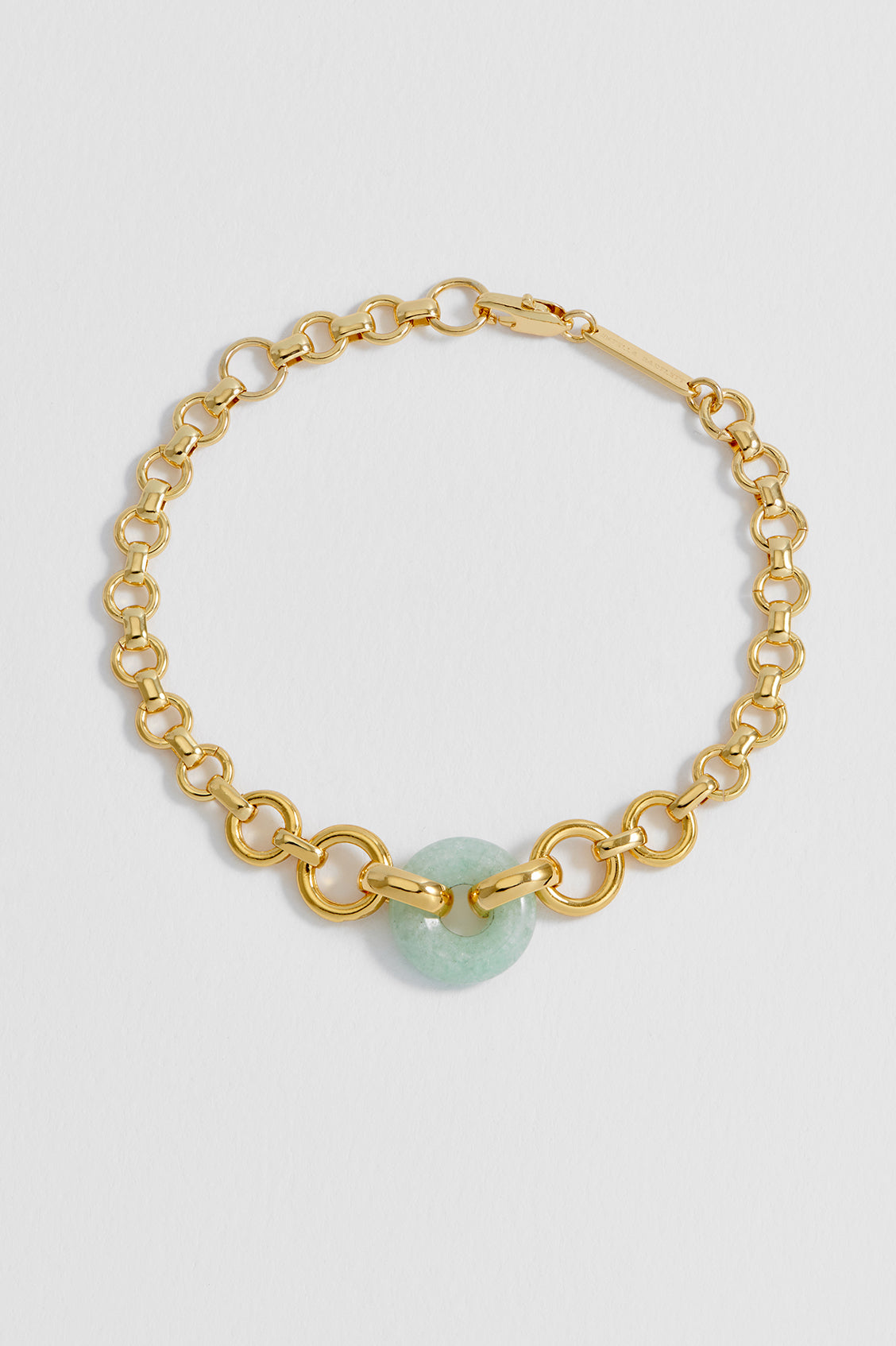 Green Quartz Graduated Link T-Bar Bracelet