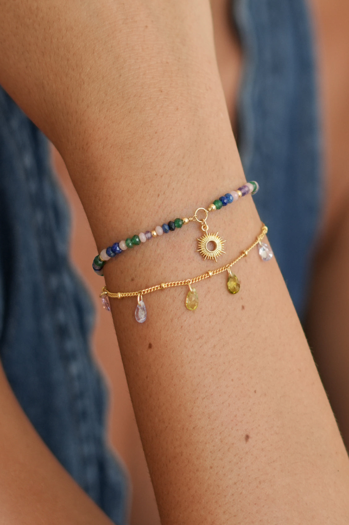 Multi CZ Pear Drop Bracelet