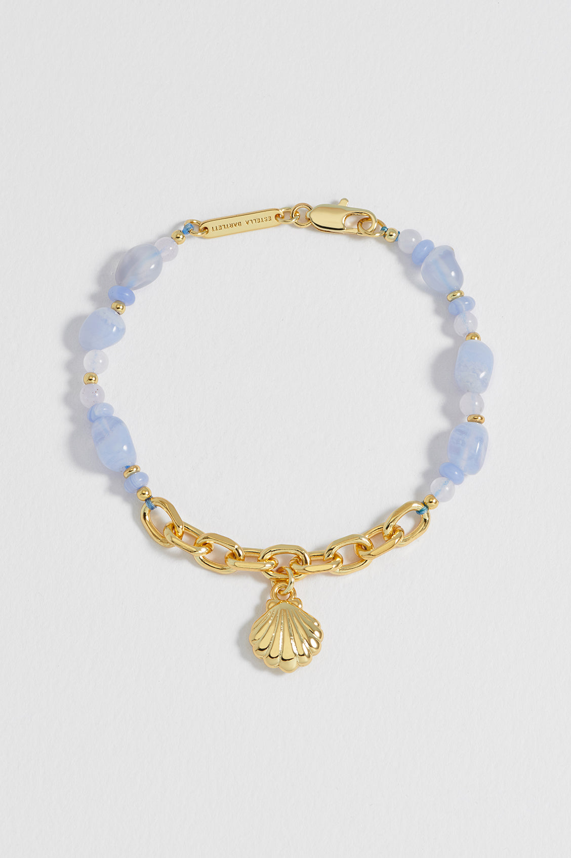 Blue Gemstone Seashell Charm Bracelet