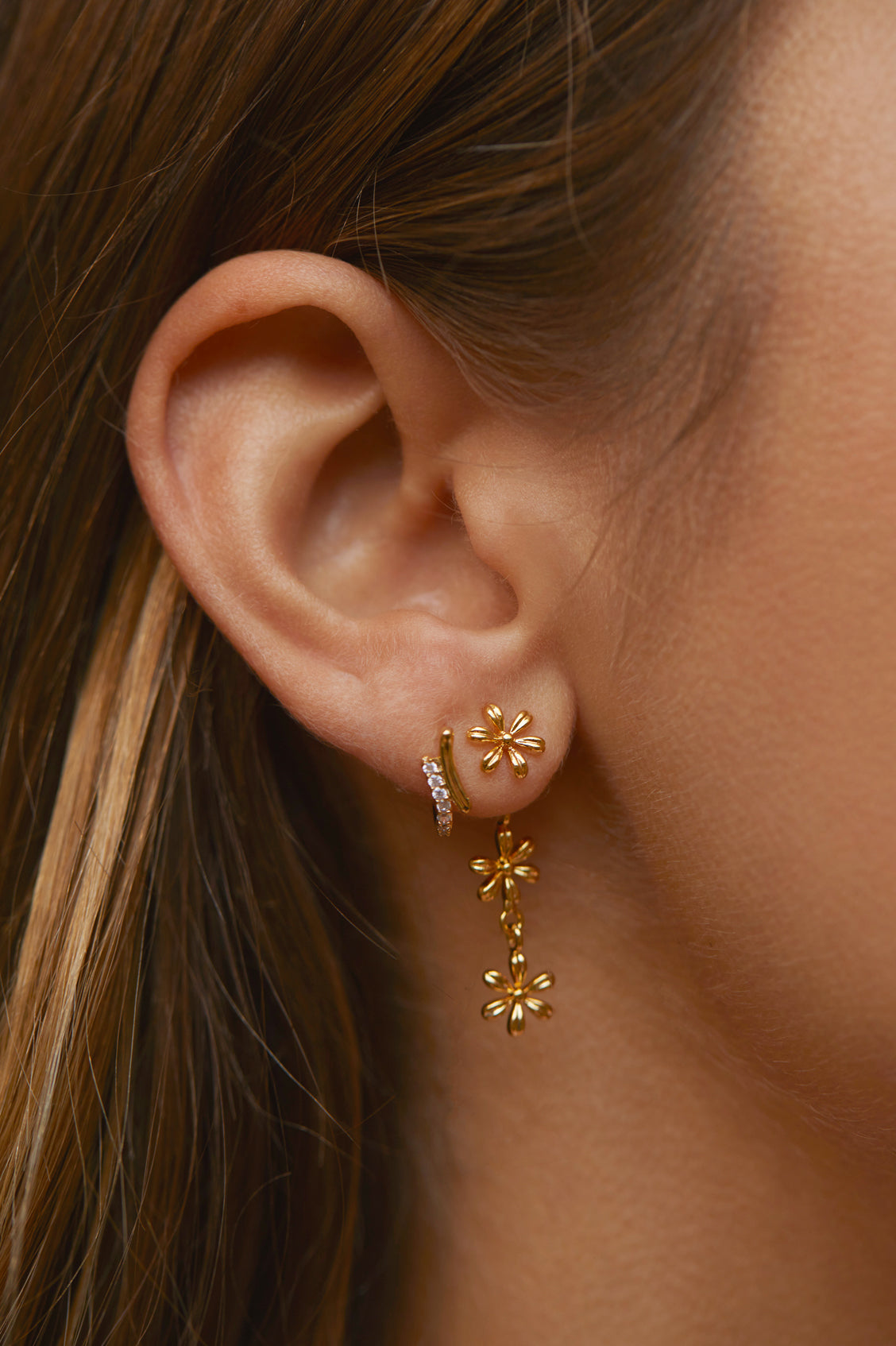 Trio Flower Drop Earrings