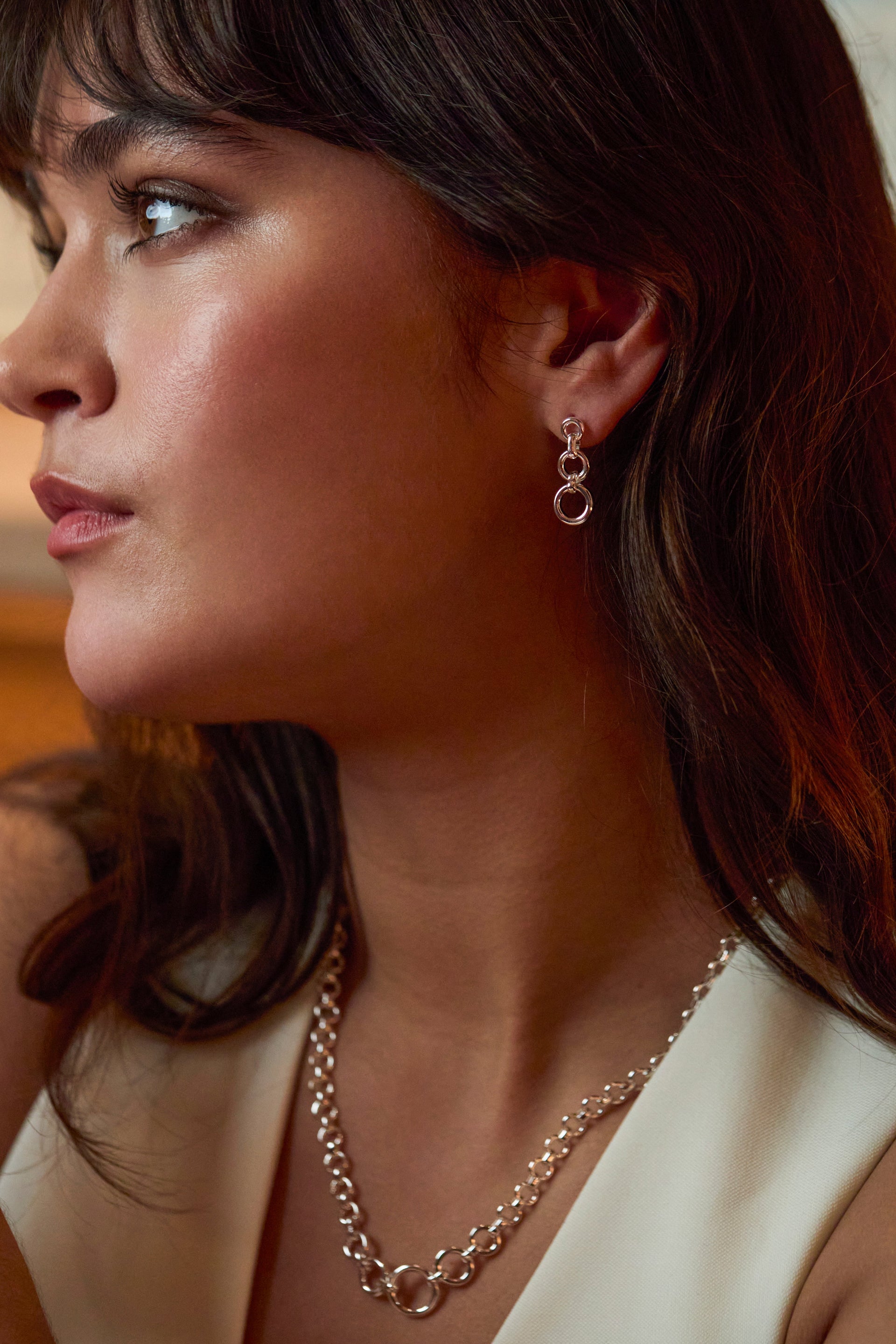 Graduated Round Link Drop Earrings