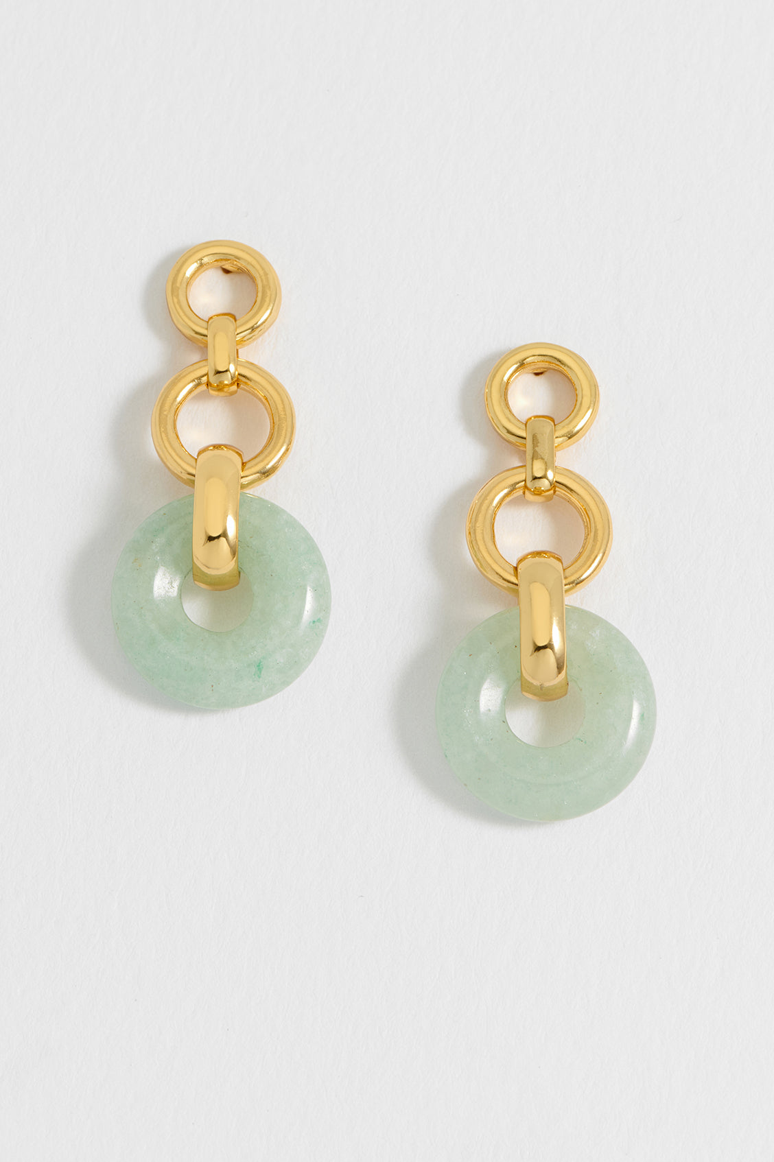 Green Graduated Round Link Drop Earrings
