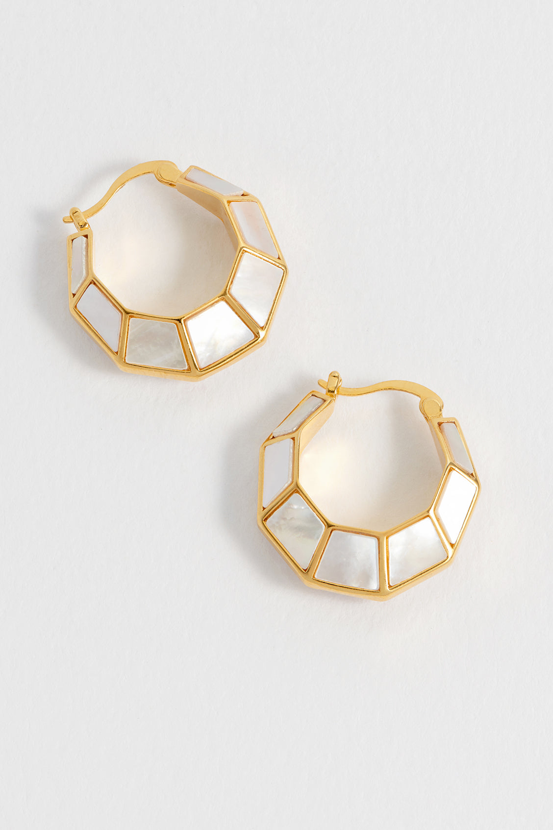 Pearl Octagon Hinge Hoop Earrings