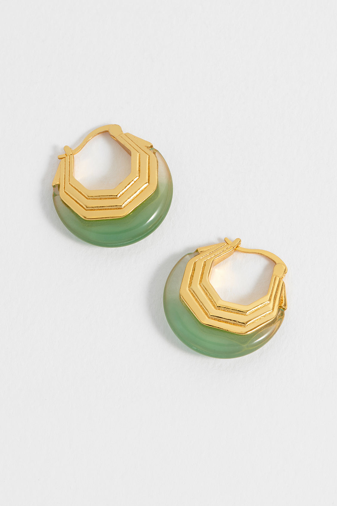 Green Half Moon Hinge Hoops
