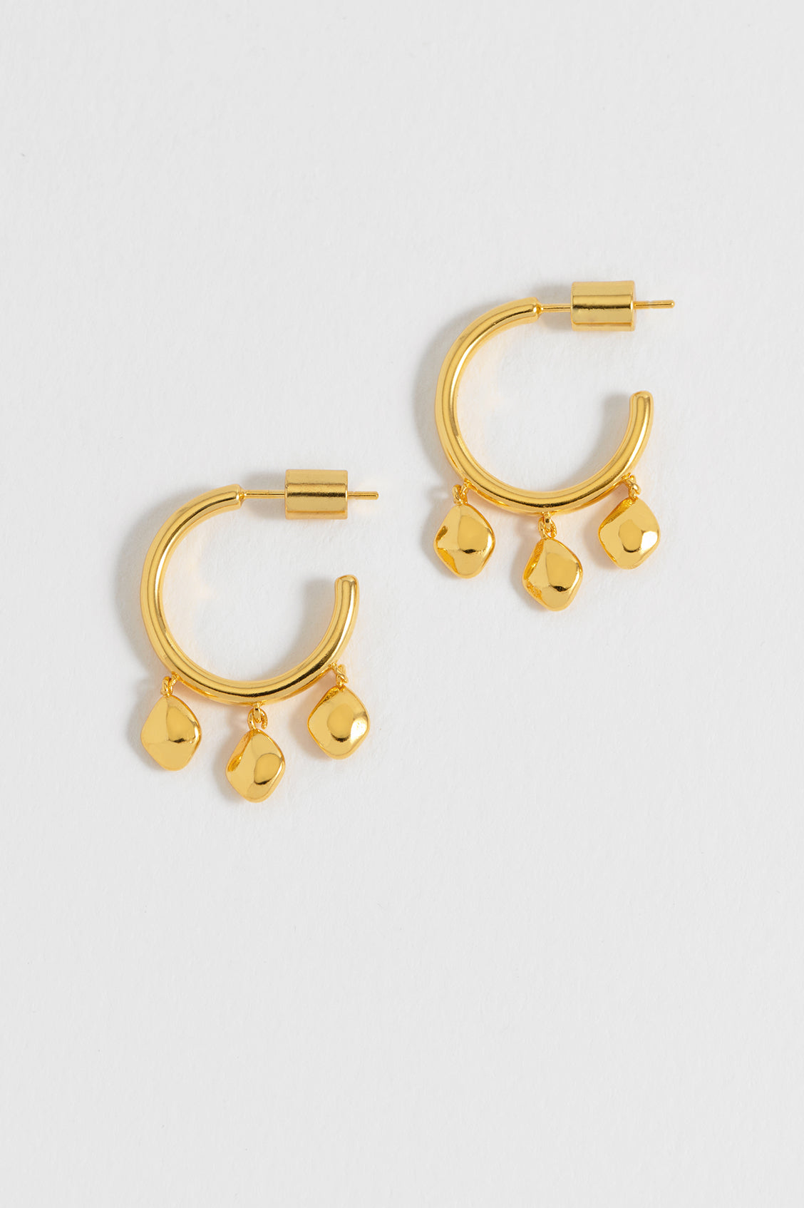 Triple Pebble Hoop Earrings