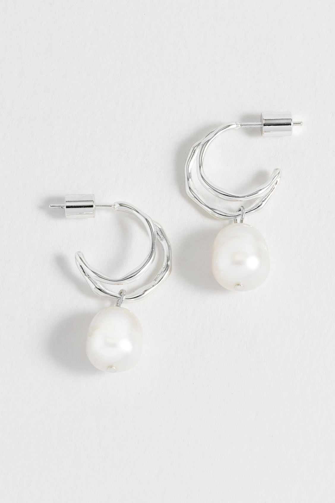 Molton Pearl Double Hoop Earrings