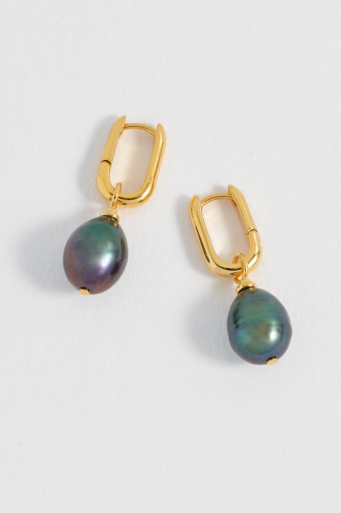 Blue Pearl Drop Link Earrings