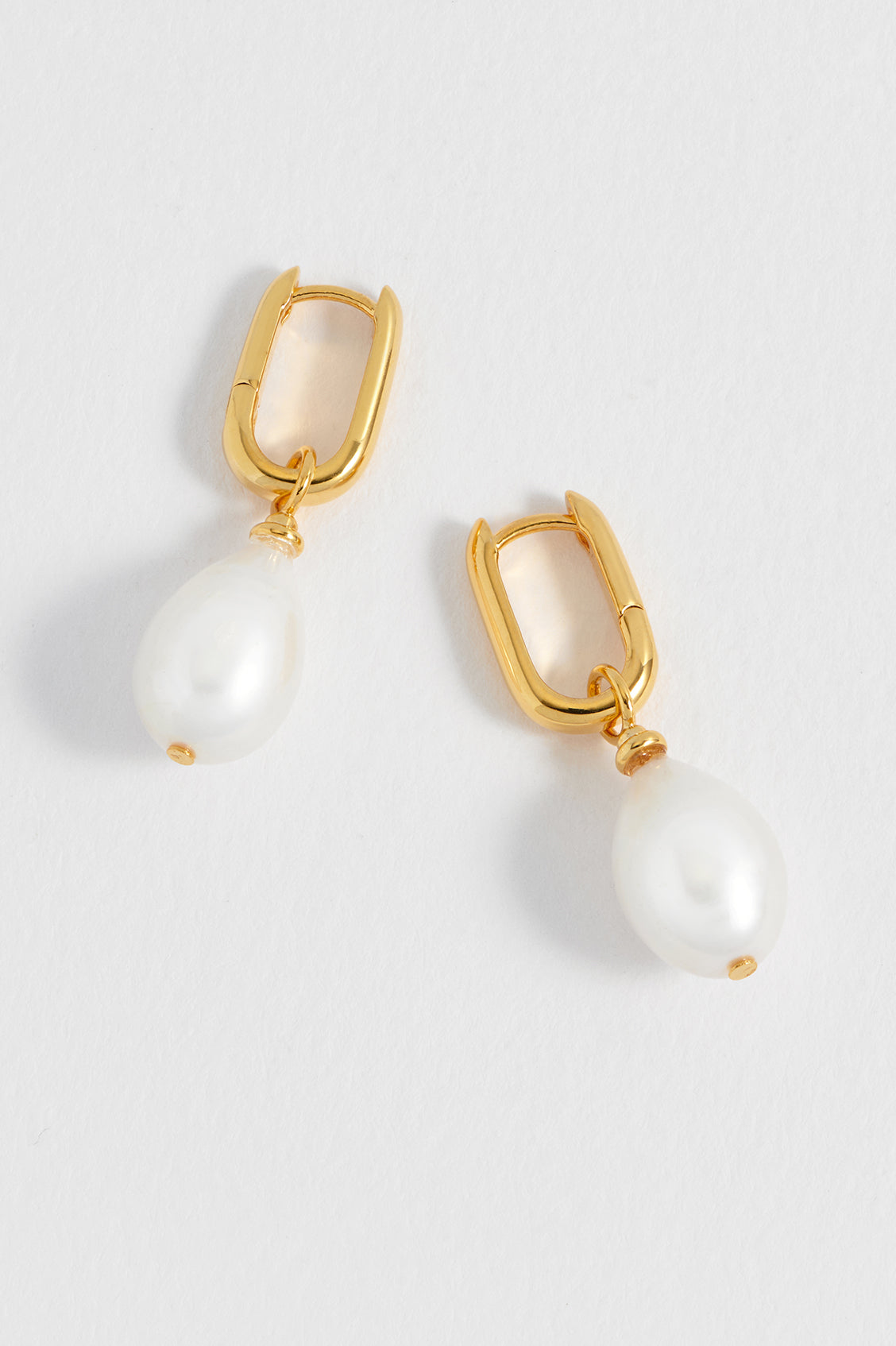 Pearl Drop Hoop Earrings