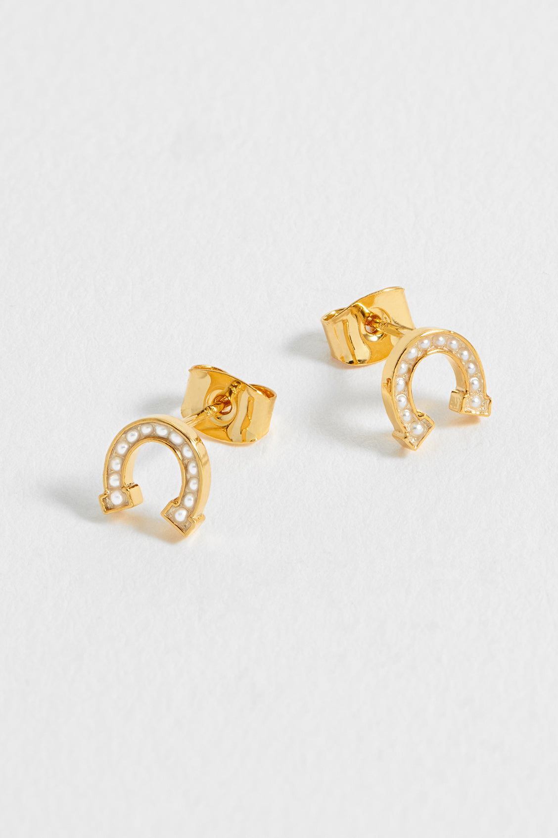 Pearl Horseshoe Stud Earrings