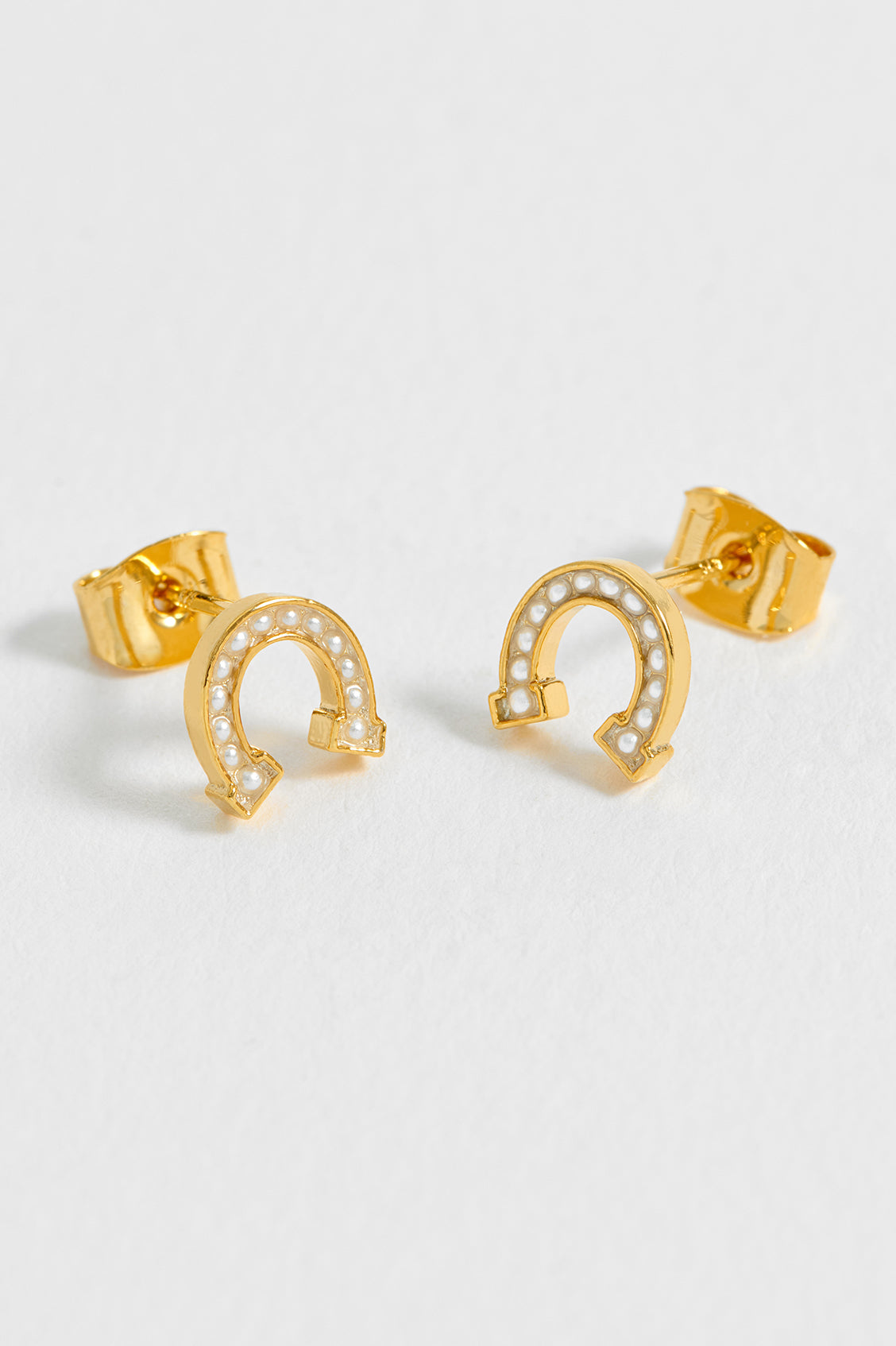 Pearl Horseshoe Stud Earrings