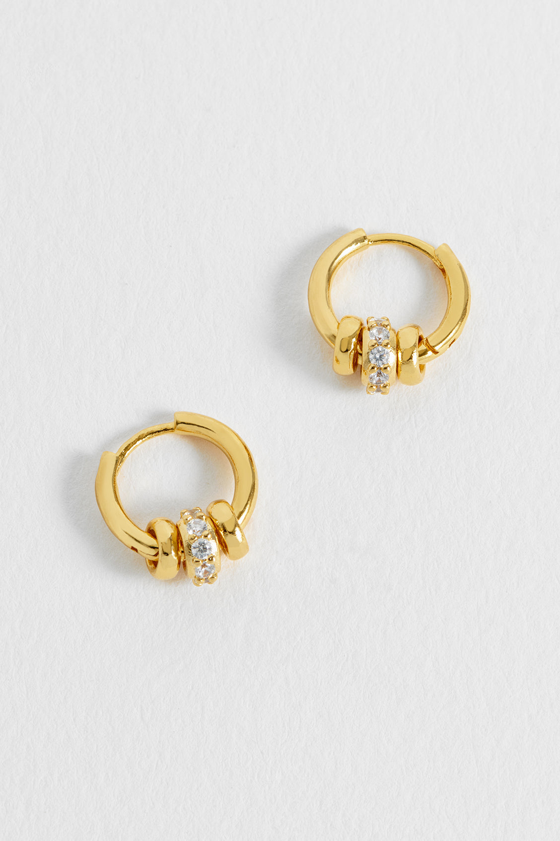 Triple Disc CZ Hoop Earrings