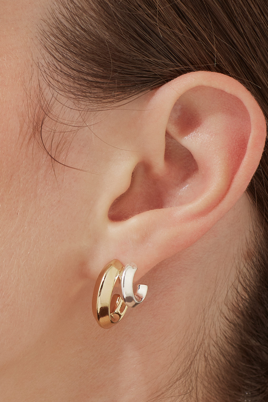 Mixed Metal Double Hoop Earrings