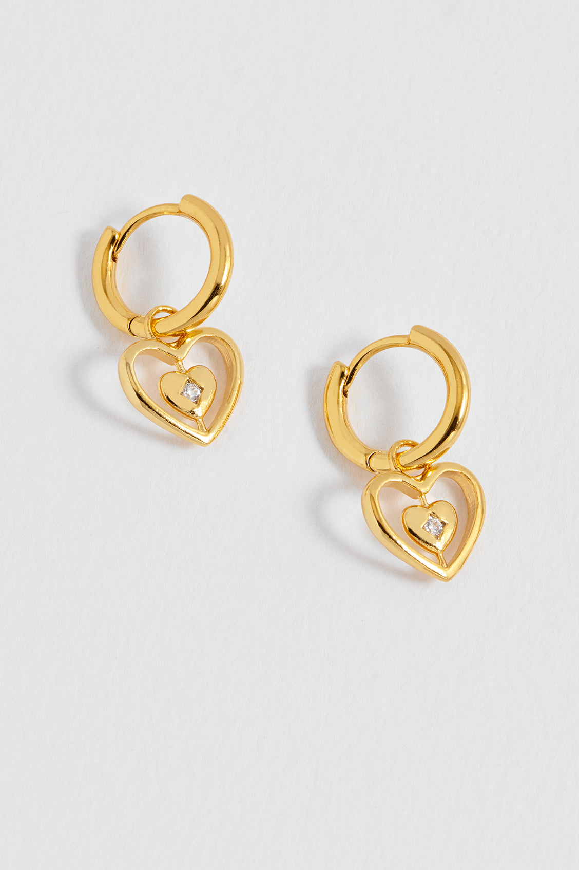 Enveloped CZ Heart Huggie Hoops